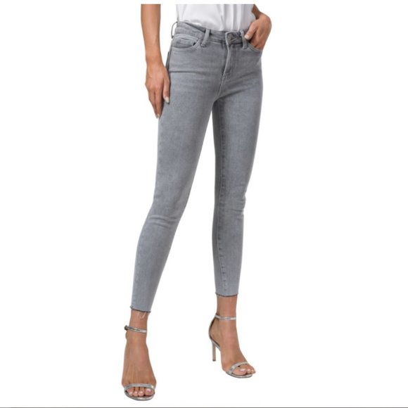 FLYING MONKEY MID RISE CROP RAW EDGE SKINNY GRAY - Picture 1 of 7